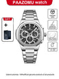 PAAZOMU Fashion Brand Man Wristwatch Waterproof Stainless Steel Luminous Men Watch Chronograph Date Luxury Quartz Men's Watches
