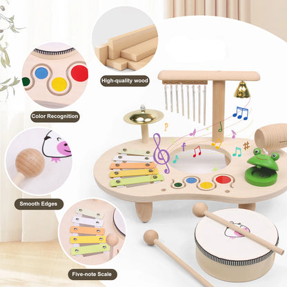 Kids Drum Set Wooden Musical Instruments for Toddlers Baby Preschool Educational Musical Toys Montessori Toys for Kids Ages 3-6