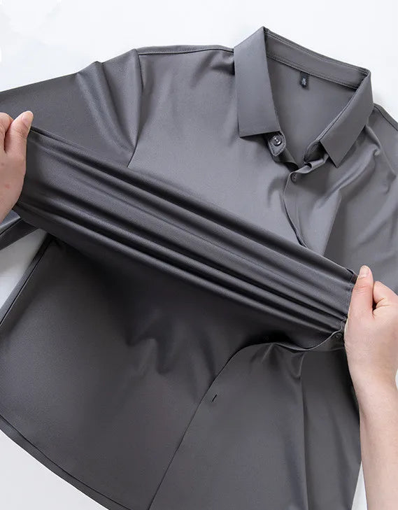 Premium Men's Ultra Stretch Dress Shirts Long Sleeve High Quality Business Formal Wrinkle-free Soft White Social Male Clothing