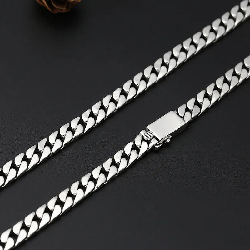 100% S925 Sterling Silver Bracelet 8MM Punk S925 Silver Jewelry Never Fade Carry Certificate Men Women Jewelry Gifts