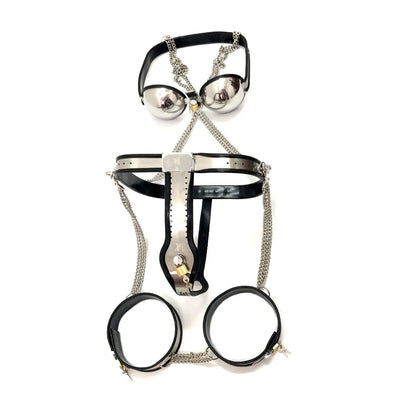 Stainless Steel Sexy Lingerie Set Women Chastity Belt BDSM Couple Loyalty Adult Fun Female Chastity Devices Lock Underwear