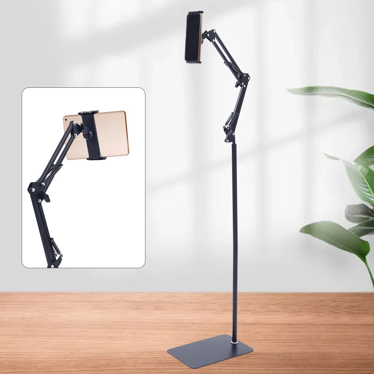 Universal Ipad Stand Floor Tablet Bracket Adjustable Flexible Rotation Phone Holder 360° Rotating Stand Support 4.72-7.09in