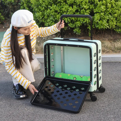 2026 Pet Trolley Luggage Portable Pet Outing Bag Transparent Space Cabin Pet Cart Handheld Cat Bag