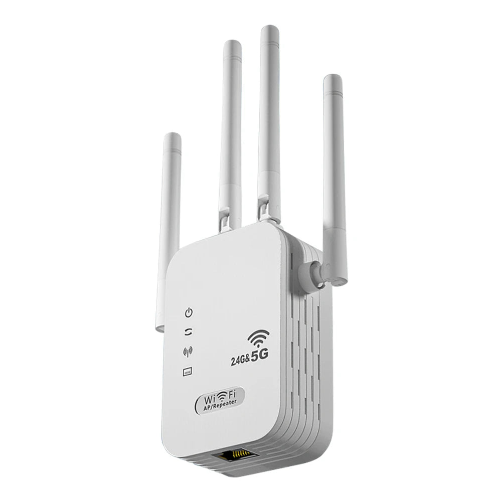 1200Mbps WiFi Repeater Signal Amplifier Dual Band 2.4G 5G WI-FI Signal Booster Long Range WIFI Network Extender for Home Office