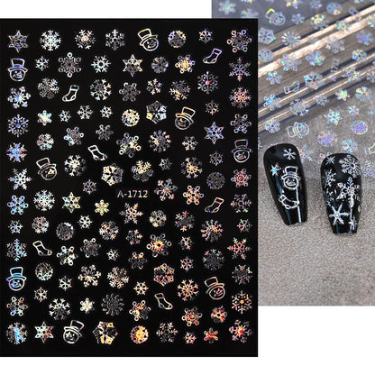 Winter Christmas Atmosphere Nail Stickers Snowman Snowflake Wapiti Self-adhesive High Quality Cute Nail Stickers Nail Art Deco