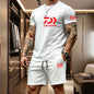 2026 Summer Men's Short Sleeved T-shirt Drawstring Shorts Set Breathable Outdoor Sports Set Men's Daily Fishing Suit