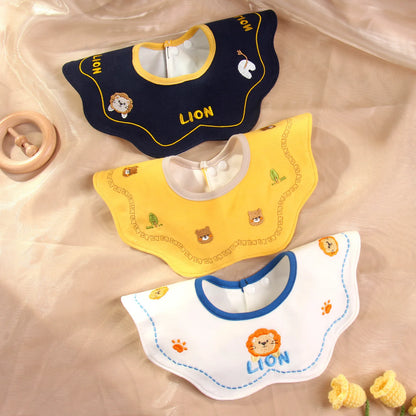 Cute Embroidery Cotton Baby Bibs Autumn New Infant Bib Newborn Burp Cloths for Kids Boy Girl Spring Soft Feeding Saliva Towel