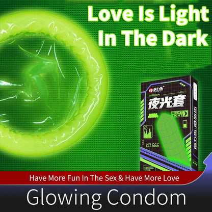 Glowing Delay Ejaculation Condoms For Men Fluorescence Rubber Condom Noctilucent Penis Sleeves Sex Toys For Women Sex Toys Shop