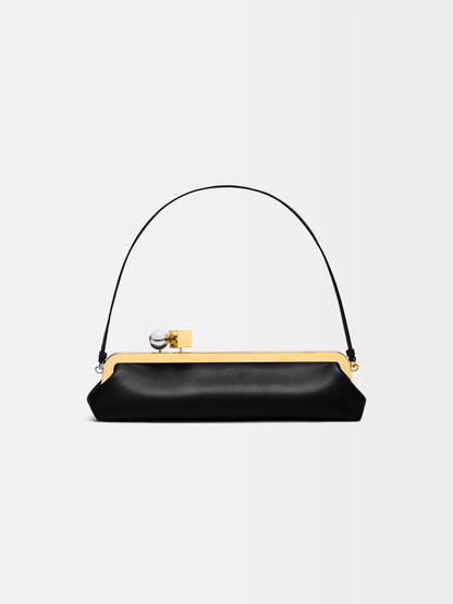 Long Clutch Bag with Removable Shoulder Strap, Women's Fashionable Baguette Bag, Luxury Designer Clip Handbag Purses for Ladies