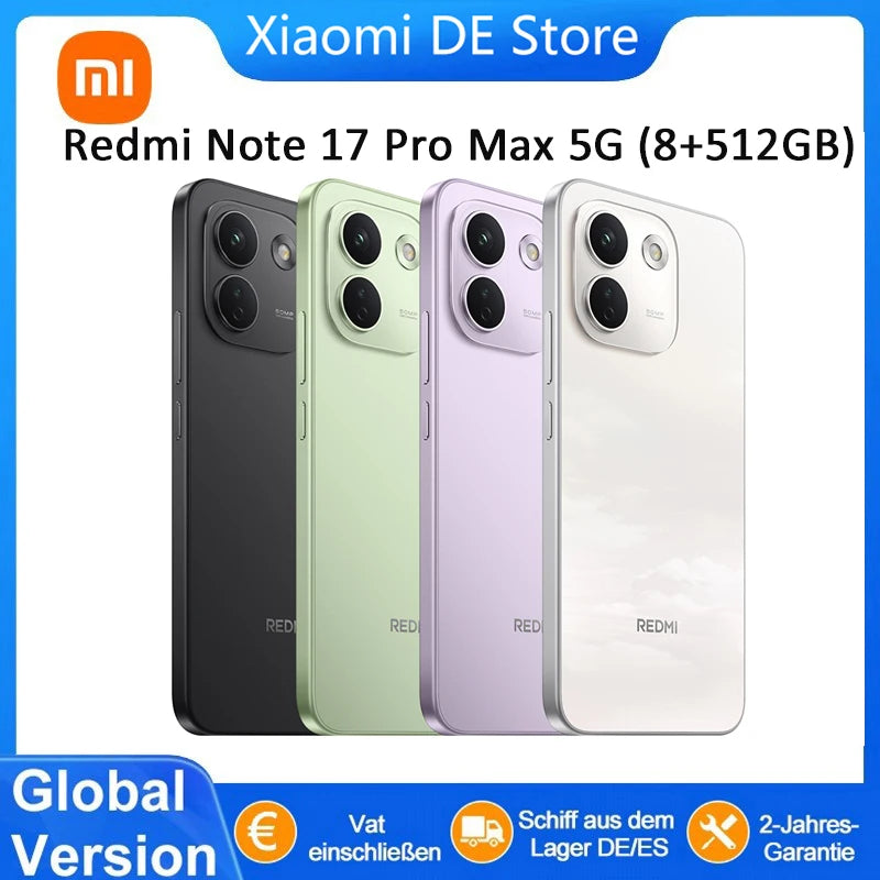 Global Version Redmi Note 17 Pro Max 5g Nfc Phones 6.83" 1.5K Crystalres Amoled Display 9210Mah' Battery with 100W Hypercharge Smartphones