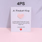 4 Pack Small Cute Pocket Hug Cards, Heart Shape Encouragement Greeting Cards, Mini Love Cards for Birthday Valentine