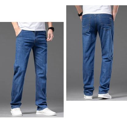 Plus Size 28-42 Men's Jeans Spring Summer Thin Business Classic Stretch Straight Denim Pants Male Brand Casual Loose Trousers