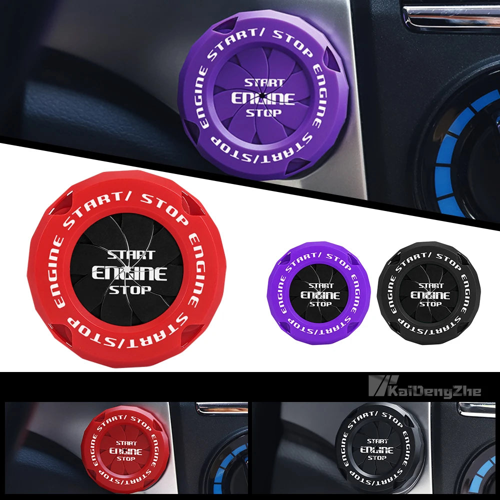 1PC Universal Car Onekey Start Stop Button Cover Car Decoration Black Red Purple Engine Ignition Start Switch Protective Cover