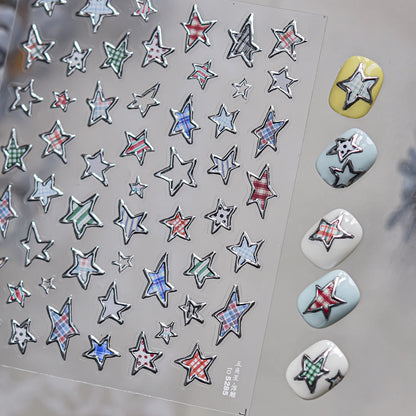 Exquisite Stars Love Garland Stickers Nail Art Decoration 5D Metal High Quality Dreamy Self Adhesive Nail Stickers 3D Decals DIY