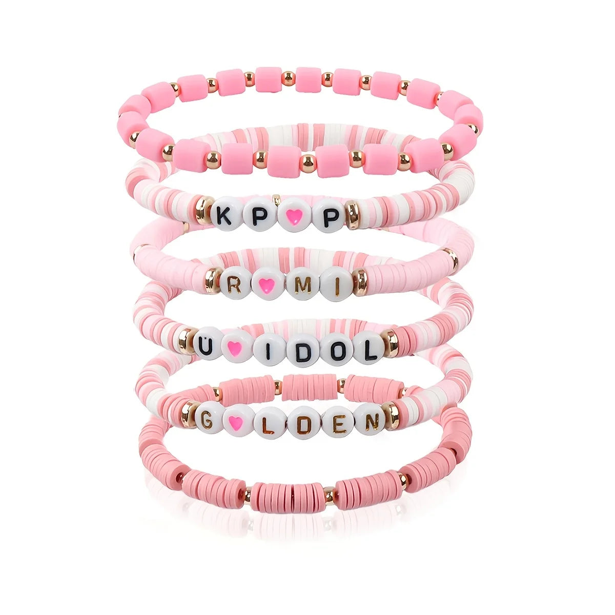 6pcs Korean Pop K-Pop Bracelet Set Multicolor Kpop Group Lettering Jewelry Durable Fan Accessory Concert Cosplay Birthday Gift