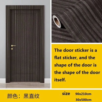 90x210cm/30X500cm Grey Wood Grain Wallpaper On The Door Adhesive  Furniture Refurbish Sticker Home Decor Wall Decal Door Sticker