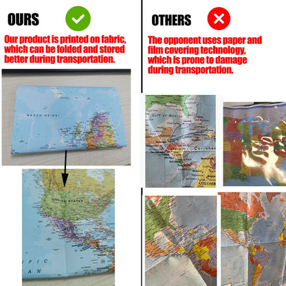 English Map Series-World Map-2019,Decorative Hanging Picture Decor Frameless,Geographical,Tourism/education Tools