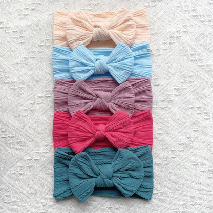 5 Cute Bow Baby Headbands Soft Elastic Hairbands for Girls Newborn Infant Head Scarves Baby Hair Accessories