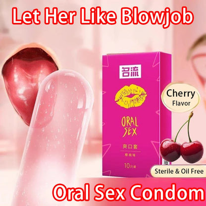 Let Her Like Blowjob Oral Sex Condoms For Men Sterile Oil Free Cherry Ultra Thin Condom Cock Penis Sleeve Sex Toys Adult Product