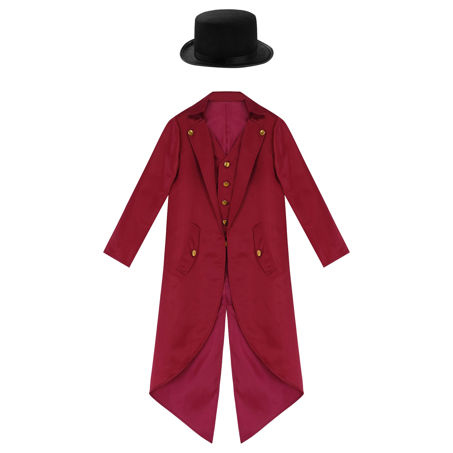 Kids Boys Vintage Steampunk Tailcoat Jacket Halloween Costume Gothic Medieval Clothes Court Uniform Magician Ringmaster Cosplay