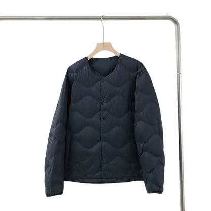 2025 Autumn and Winter Men's New Round Neck/v Collar Down Liner Jacket All-match Fashion Warm Men's Down Jacket Long Sleeve Coat