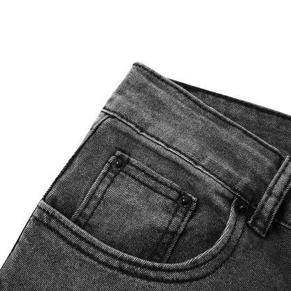 2025 New Men Slim Biker Ripped Long Denim Trousers Skinny Jeans Side Straps Zips Male Jogging Pants Destroyed Stretchy Pants