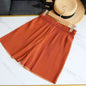 Women Casual Wide Leg Shorts 2025 Summer Elastic High Waist Pleated Shorts Woman Solid Color Loose Ice Silk Knee-Length Pants