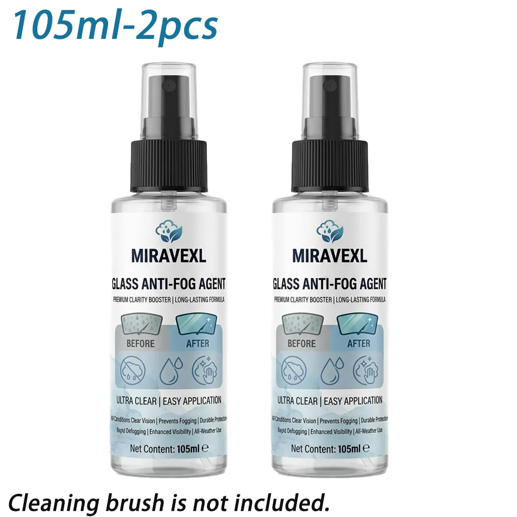 Car Anti‑Fog Spray Kit, Windshield Glass Anti‑Fog Agent with Cleaning Brush & Pads, Long Lasting Defogger for Auto Window Safety
