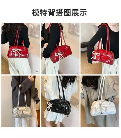 Fashionable Underarm Bow Bag for Women 2024 Korean Edition New Simple Leisure Pillow Bag Trendy Versatile Shoulder Bag