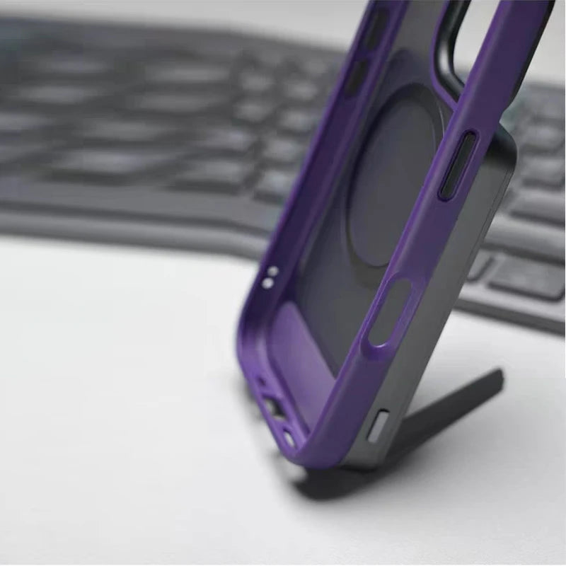 Invisible Folding Stand for Magsafe Magnetic Case For iPhone 17 Pro Max 17Pro Air Matte Skin Feel Wireless Charging Hard Cover