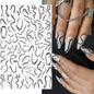 Black and White Love Flowers Line Art 3D Stickers Nail Decals Nail Art Accessories Butterfly Rose Nail Stickers Nail Sliders