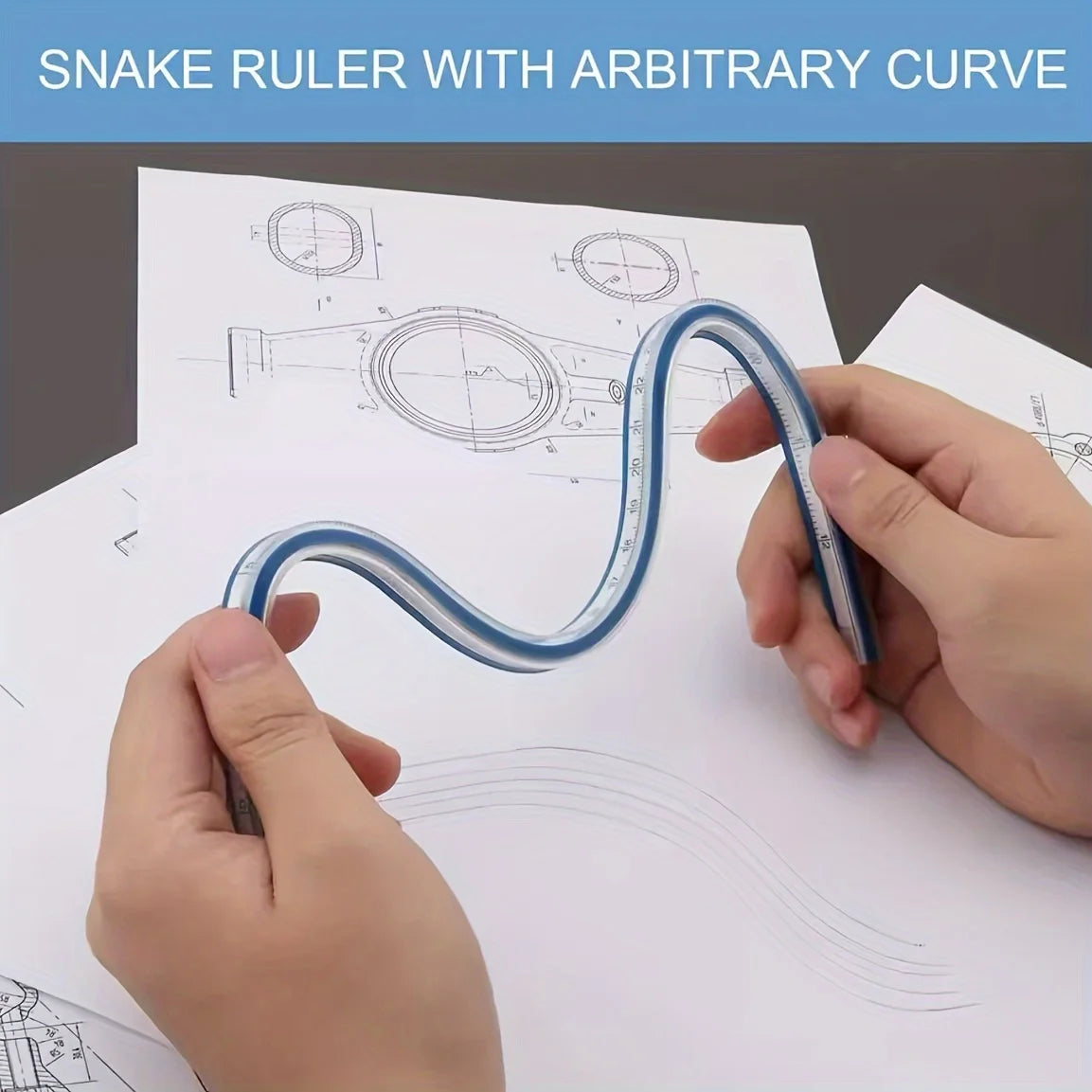 1pc Flexible Curve Ruler with Dual Scale (cm/in) & Flexible Curved Edge - Multi-Functional Ruler for Drawing, Design,Crafting