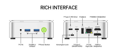 GMKtec G10 Mini PC AMD Ryzen5 3500U (Beats N150/N97) Barebone 2.5GbE NIC LAN HTPC Proxmox Mini Computer,Triple 4K Display WiFi 5