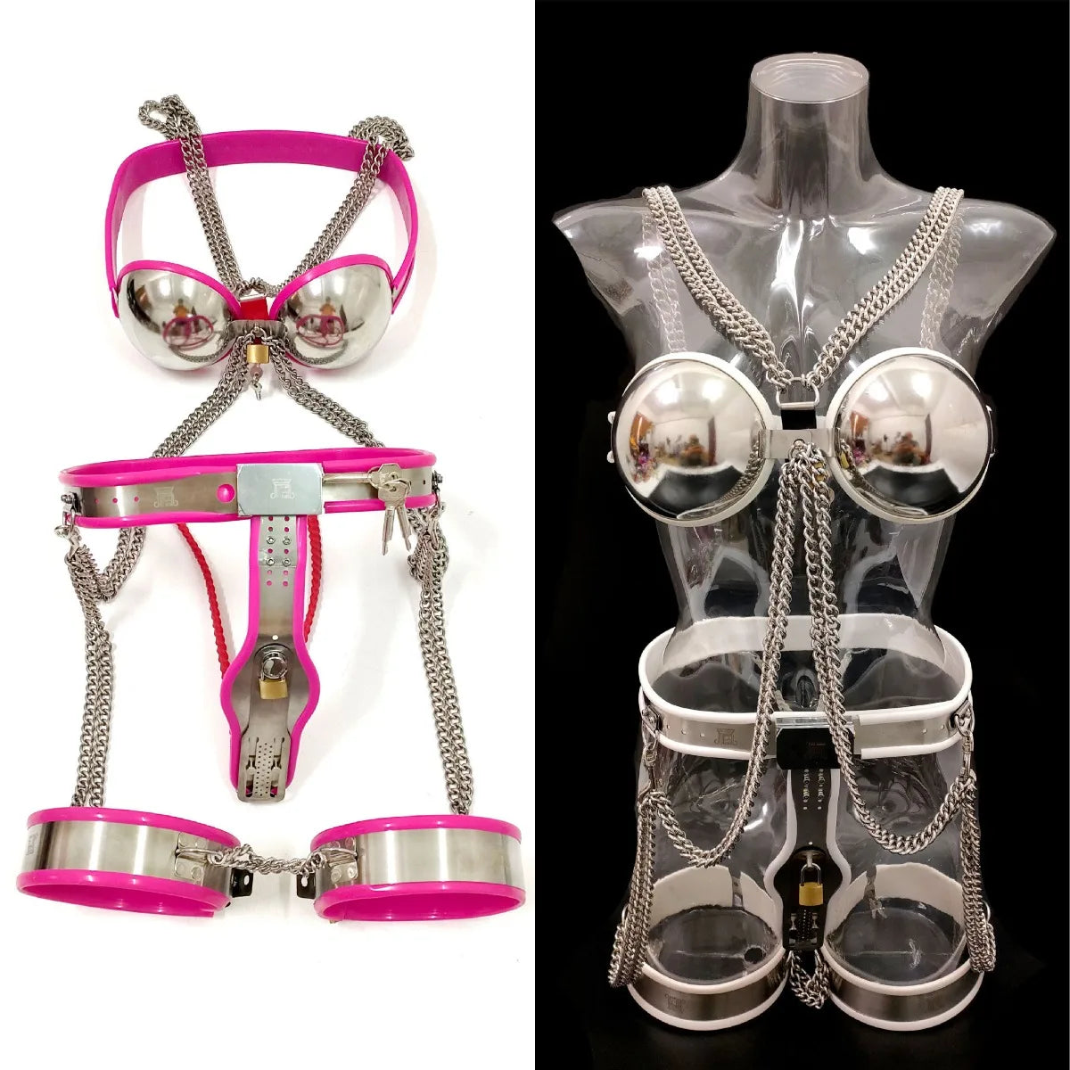 Stainless Steel Sexy Lingerie Set Women Chastity Belt BDSM Couple Loyalty Adult Fun Female Chastity Devices Lock Underwear