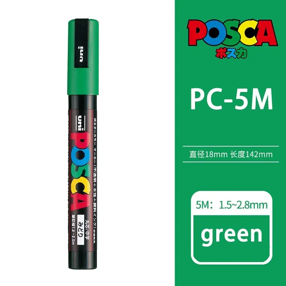 1pcs Japan UNI POSCA Markers PC-1M/3M/5M Acrylic Graffiti Pen Waterproof DIY Stackable Color Art Painting School Supplies