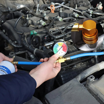 R134A Air Conditioner Gas Cooler with Measuring Gauge Car Refrigerant Charging Pipe AC Recharge Hose for Car Automobile