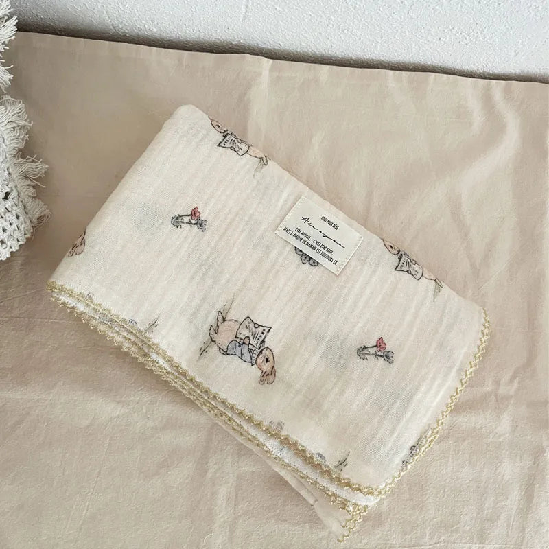 Baby Blanket Floral Soft Cotton Muslin Newborn Swaddle Wrap Receiving Blanket Quick Dry Bath Towel Baby Stroller Cover
