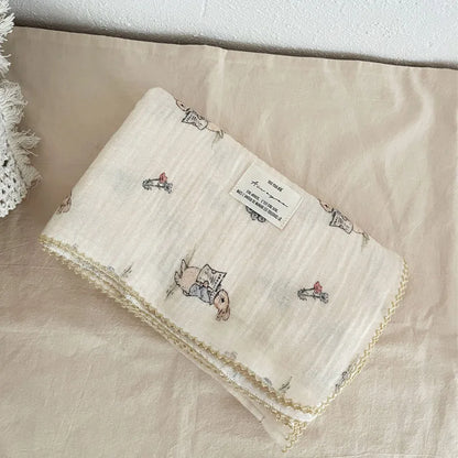 Baby Blanket Floral Soft Cotton Muslin Newborn Swaddle Wrap Receiving Blanket Quick Dry Bath Towel Baby Stroller Cover