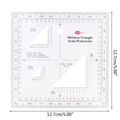 5x5'' Military MGRS Coordinate Scale Map Reading and Land Navigation Topographical Map Scale Protractor 3 Kinds of Scale