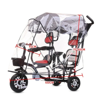 Twin Stroller Rain Cover Baby Pram Universal  Accessories Baby Stroller Windproof Warm Dust Proof Cover