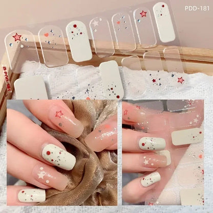 1PC Gel Nail Sticker Patch Slider Flower Gradient Color Back Glue Full Cover Waterproof Gel Nail Sticker UV Lamp Curing Manicur