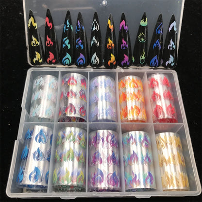 New Flower Nail Foils for Transfer Paper Stickers Floral Adhesive Fruit Nails Wraps Fish DIY Water Marble Nail Art Decorations
