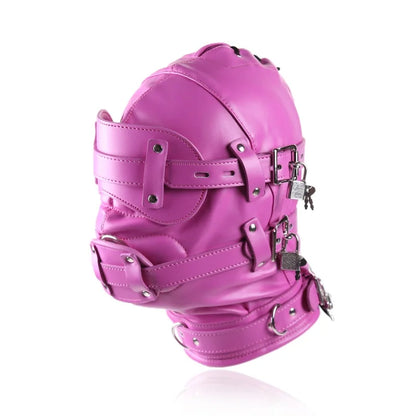 BDSM PU Leather Sexy Hood Masks Costumes Adults Cosplay Party Face Mask Metal Buckle Blindfold Hood Punk Role Play Accessories