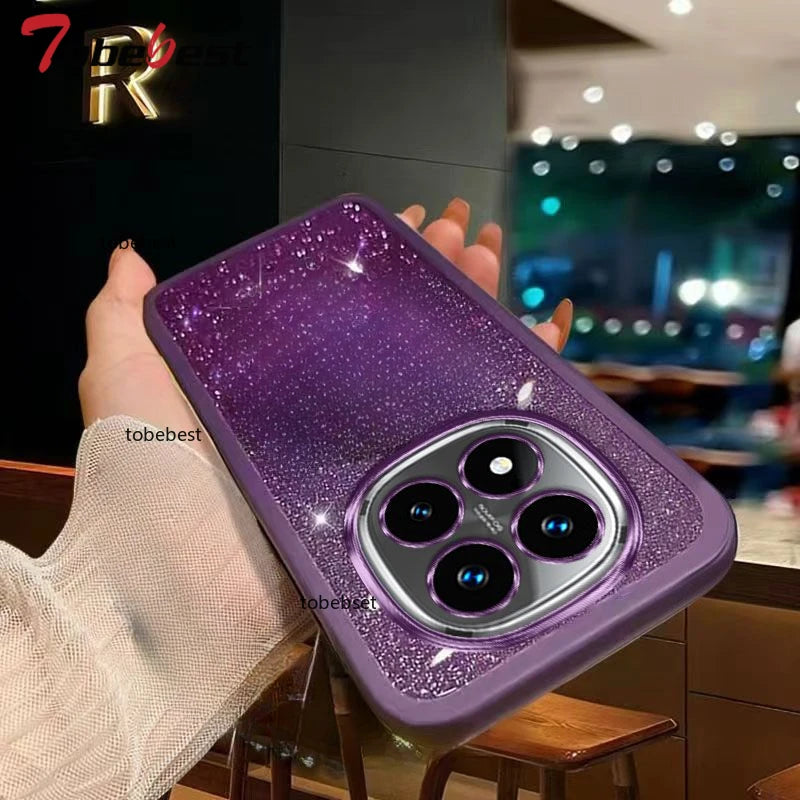 Bling Glitter Camera Protector Silicone Case For Xiaomi Redmi Note 15 Pro Plus 15C 4G 5G Soft Back Cover