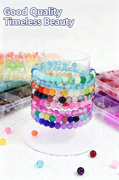 Glass Beads 24Colors 6mm Bracelet Making Kit Jewelry Supplies Tool DIY Handmade Crystal Glass Beads Elastic String Charm Spacers