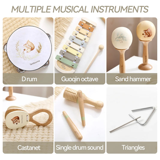 Musical Instruments Montessori Music Baby 0 12 Months Toys Drum Xylophone Kids Early Educational Wooden Instruments Baby Toys