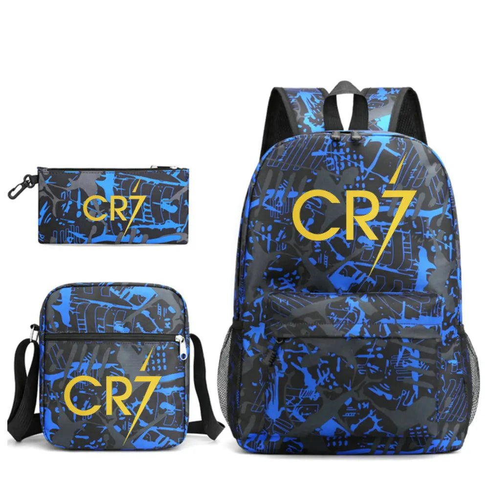 3pcs Simple Lightweight Backpacks CR7 Sports Casual Travel Outdoor Backpacks Teens Laptop Mochilas sac a dos