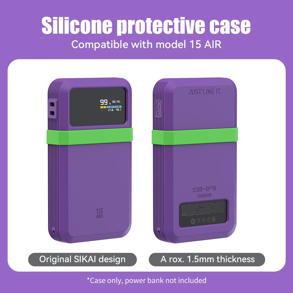 SIKAI Silicone Case For CUKTECH No.15 AIR 100W Portable Power Bank 15000mAh Travel Design with Data Cable Storage
