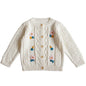 Baby Girls Embroidery Sweater Cardigan Autumn Fashion Cotton Floral Collar Kids Knitted Cardigan Rabbit Coat Outerwear Korean