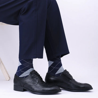 1/5 Pairs Men diamond Pattern Business Mid Tube Socks Anti Odor Sweat Absorbing Comfortable Breathable All Season Casual Socks